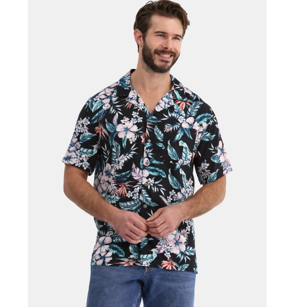 Men's Hawaiian Shirt Pink Floral
